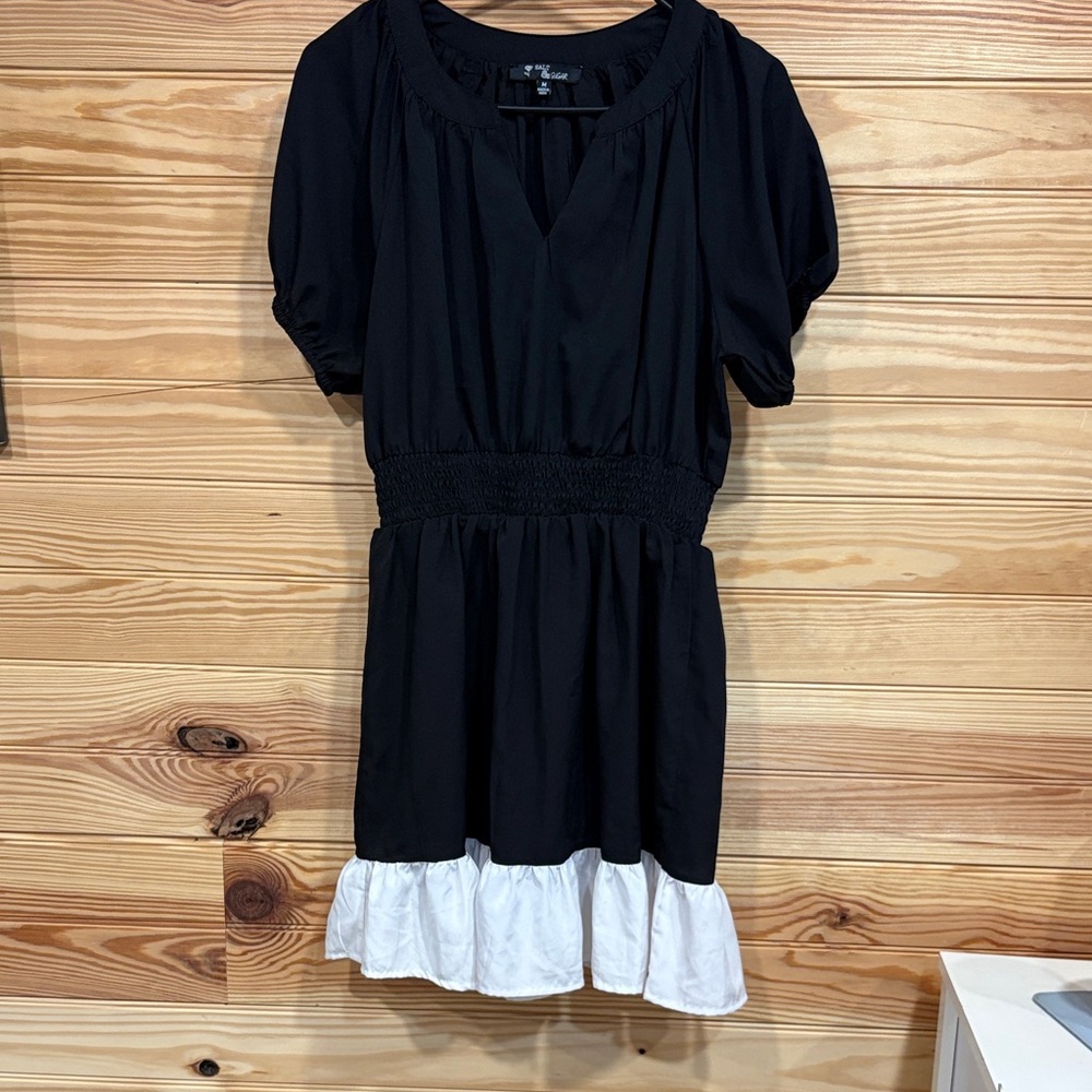 Elegant Black and White Mini Dress